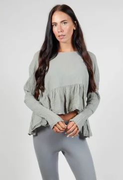 Bauchlos Shirt in Salbei Green