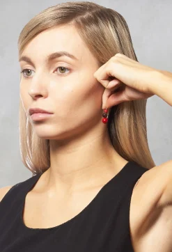 Beaded Earrings in Red