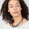 Beaded Mesh Choker in Grey