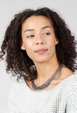 Beaded Mesh Choker in Grey