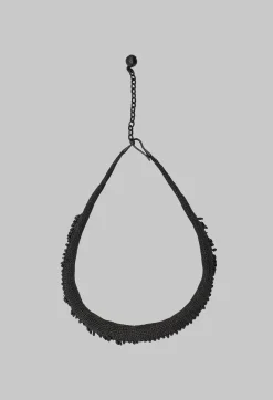 Beaded Mesh Choker in Grey