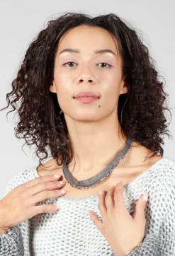 Beaded Mesh Choker in Grey