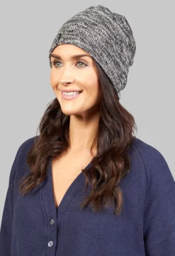 Beanie Hat in Almost Black and Beige