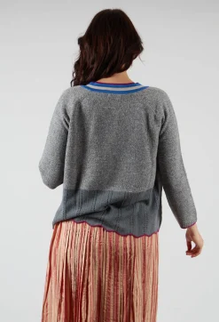 Bell Frill V Neck Jumper in Coal Met Taupe