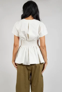 Belt Front Blouse in Cream