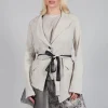 Belted Linen Jacket in Ecru