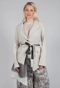 Belted Linen Jacket in Ecru