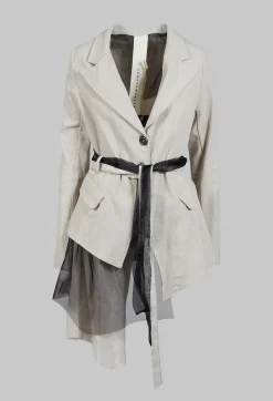 Belted Linen Jacket in Ecru
