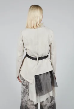 Belted Linen Jacket in Ecru