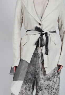 Belted Linen Jacket in Ecru