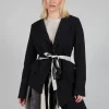 Belted Linen Jacket in Nero