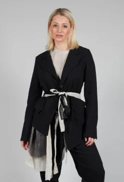 Belted Linen Jacket in Nero