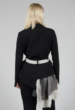 Belted Linen Jacket in Nero