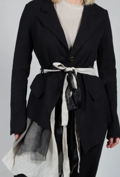 Belted Linen Jacket in Nero