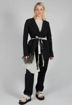 Belted Linen Jacket in Nero