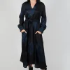 Belted Shirt Dress in Nero and Cobalto