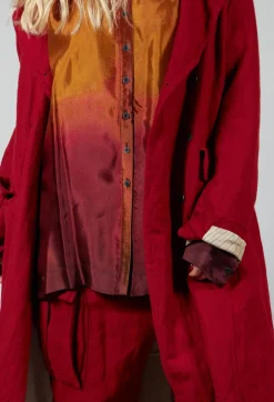 Belted Trench Coat in Blood