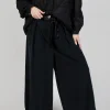 Belted Trousers in Velluto Cannete and Raso di Viscosa Nero