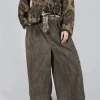 Belted Trousers in Velluto Cannete and Raso di Viscosa Green Tuscany