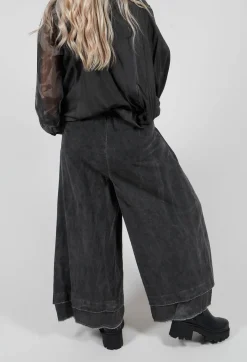 Belted Trousers in Velluto Cannete and Raso di Viscosa Grey Storm