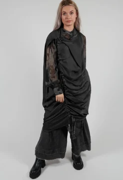 Belted Trousers in Velluto Cannete and Raso di Viscosa Grey Storm