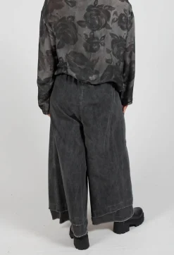 Belted Trousers in Velluto Cannete and Raso di Viscosa Grey Storm
