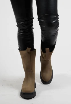 Biker Boots in Lizard Green