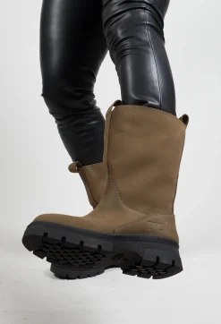 Biker Boots in Lizard Green