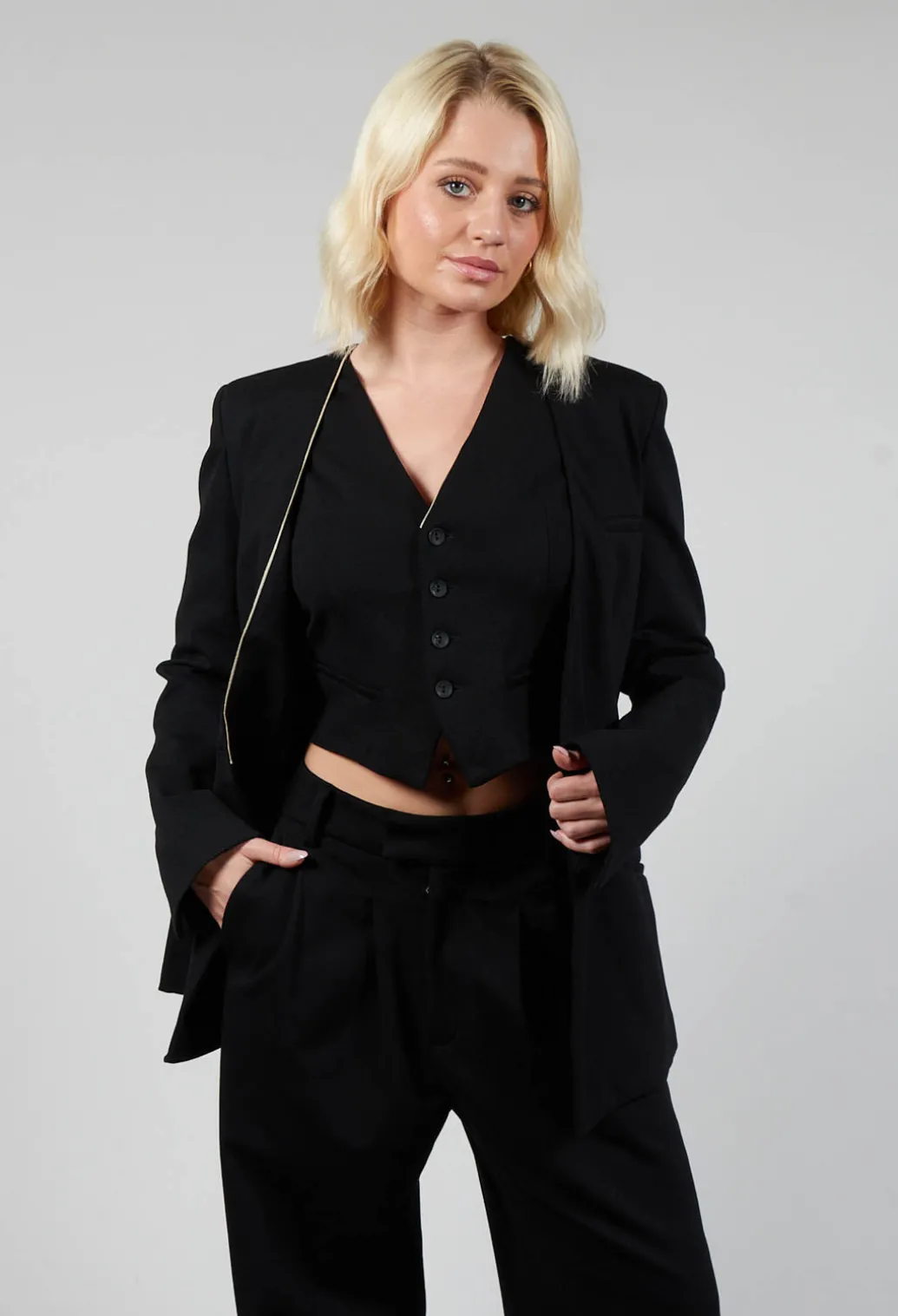 Black Blazer with Single Button Fastening