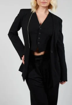 Black Blazer with Single Button Fastening