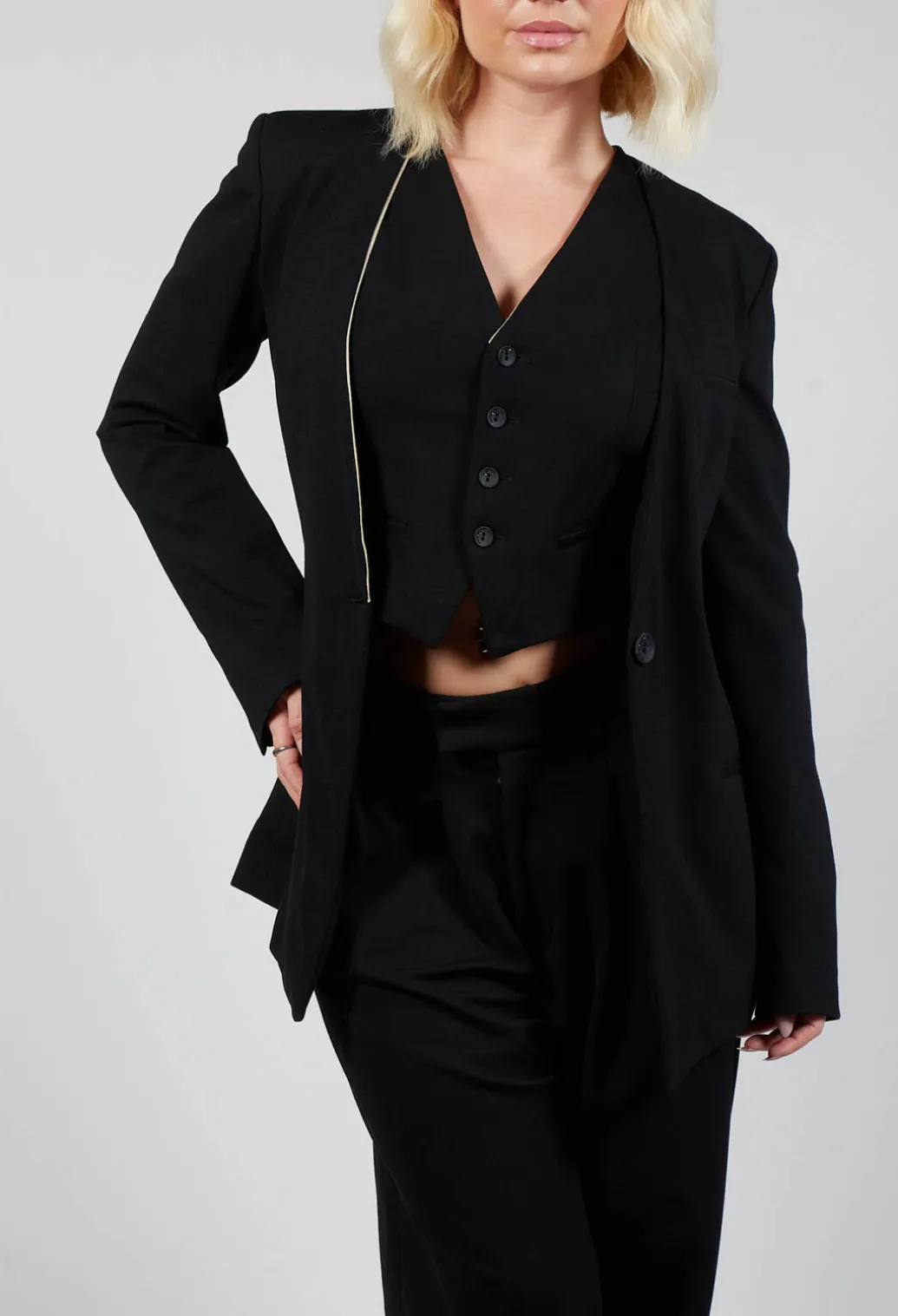 Black Blazer with Single Button Fastening