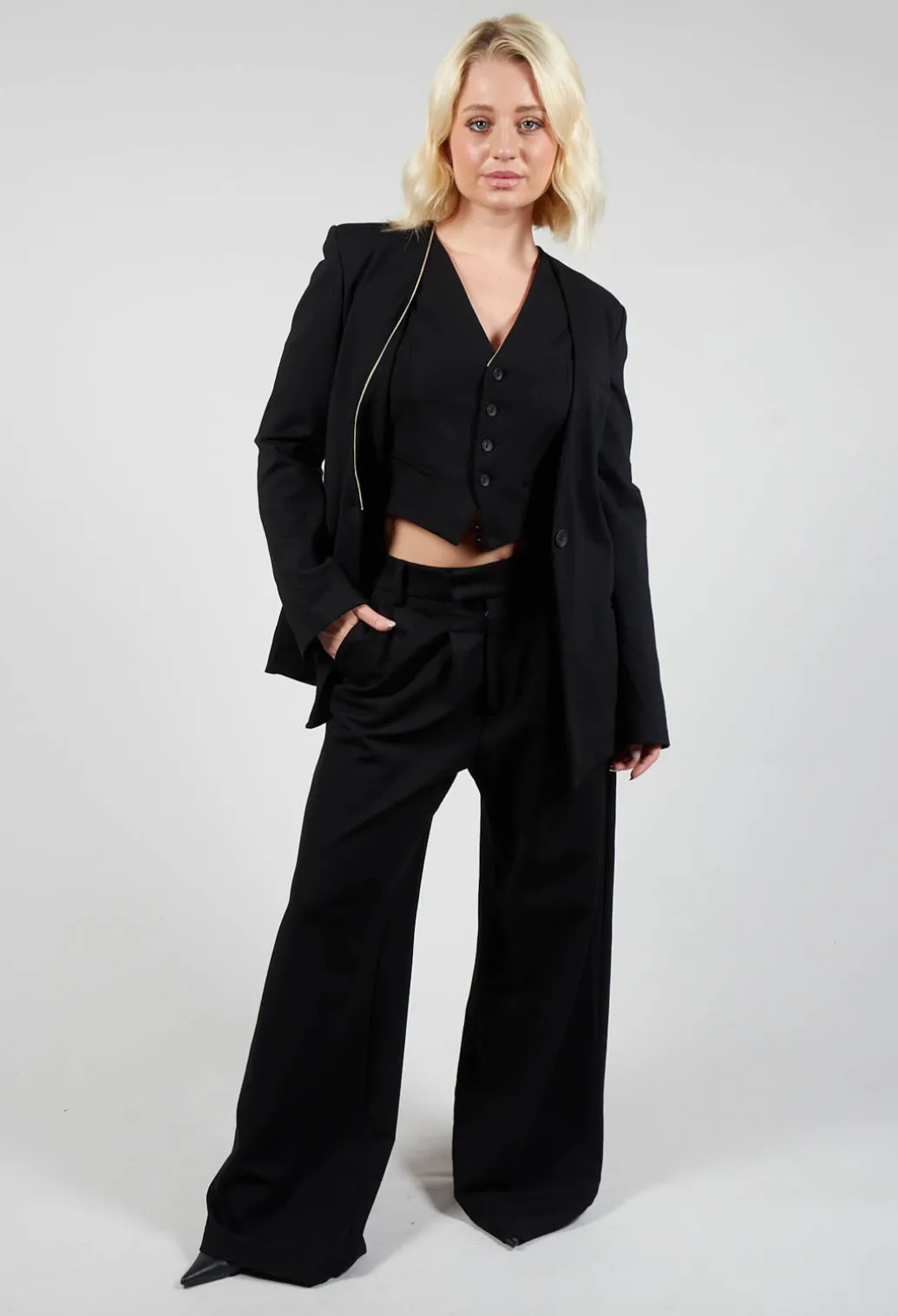 Black Blazer with Single Button Fastening