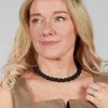 Black Springwire Woven Ball Necklace