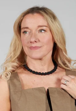 Black Springwire Woven Ball Necklace