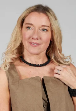 Black Springwire Woven Ball Necklace