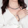 Blackened Link Chain Necklace in Gold Plated