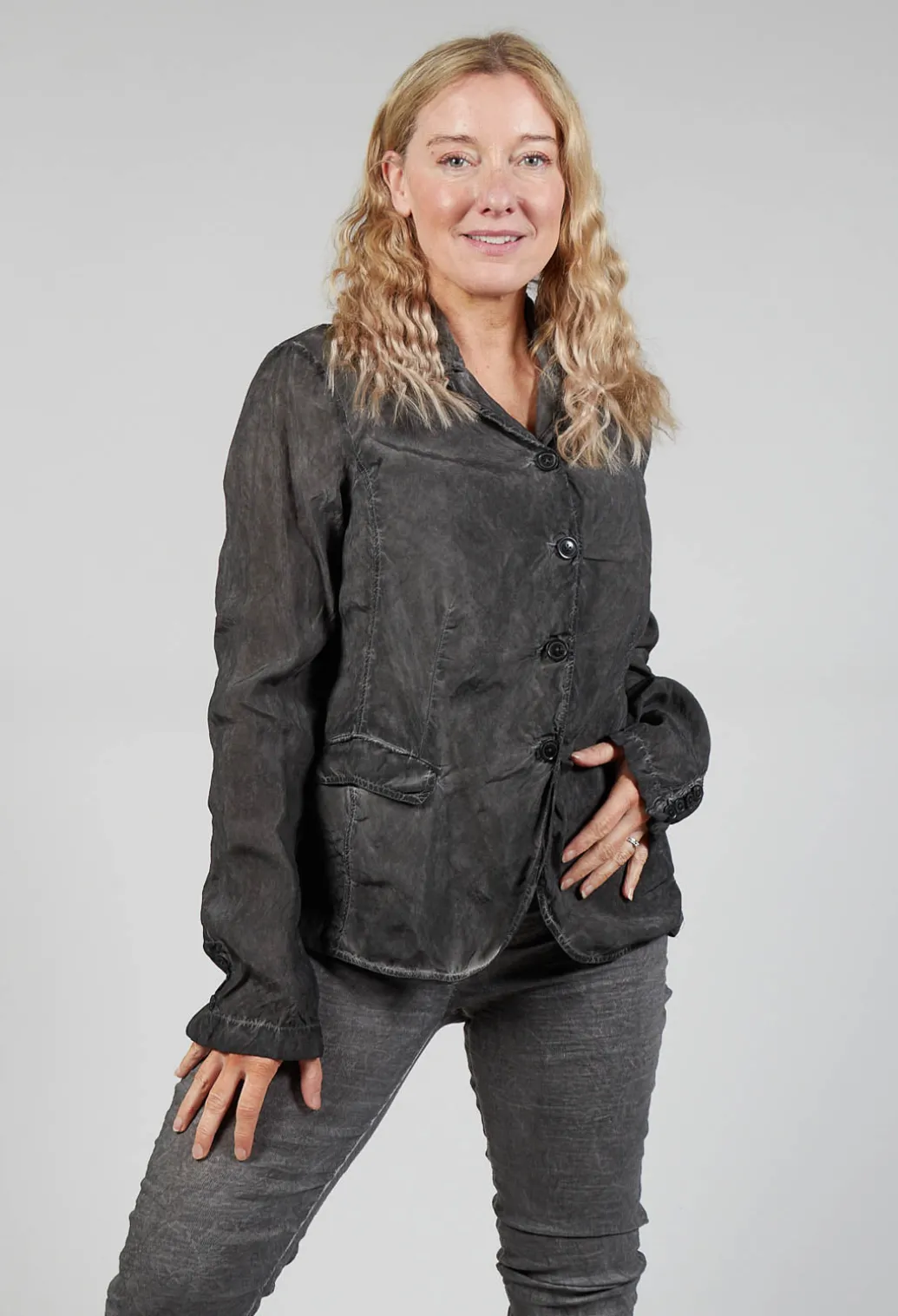 Bleached Jacket in Coal Cloud