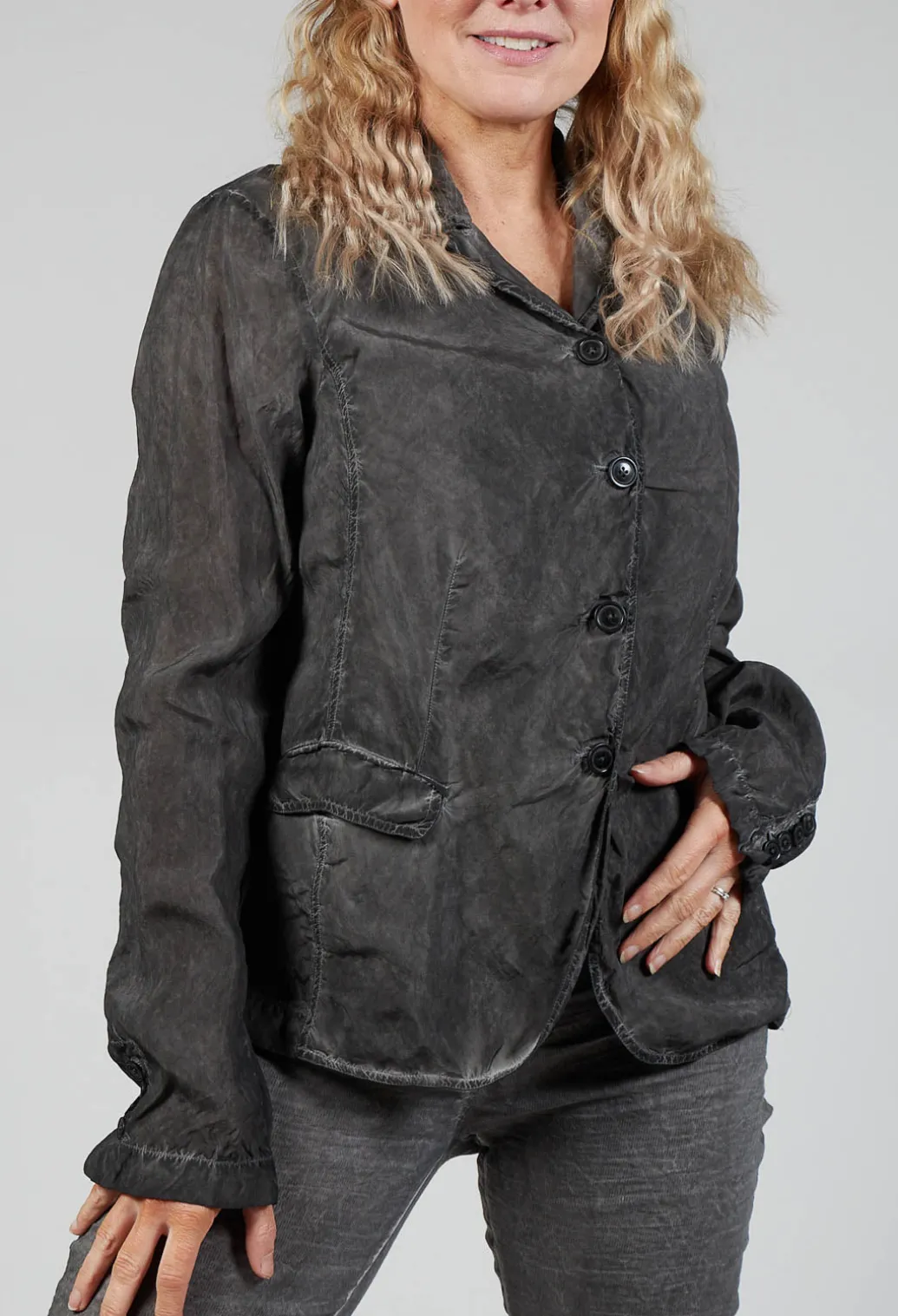Bleached Jacket in Coal Cloud