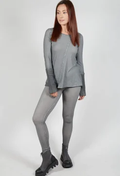 Bleached Stitch Leggings in Pencil Cloud
