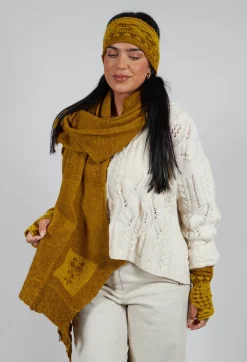 Block Wool Scarf in Mustard