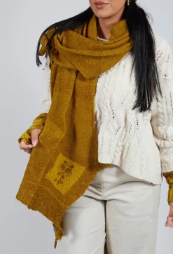 Block Wool Scarf in Mustard
