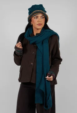 Block Wool Scarf in Turquoise