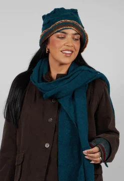 Block Wool Scarf in Turquoise