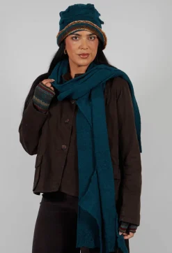 Block Wool Scarf in Turquoise