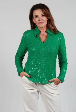 Blouse with Sequin Detail in Green