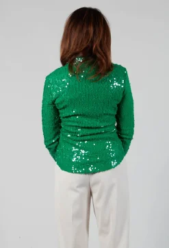 Blouse with Sequin Detail in Green