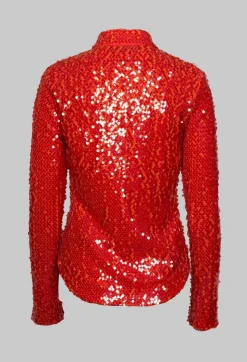 Blouse with Sequin Detail in Red