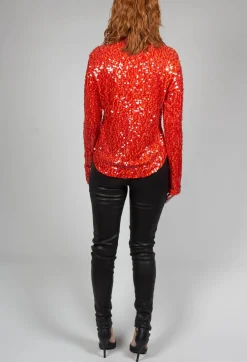 Blouse with Sequin Detail in Red