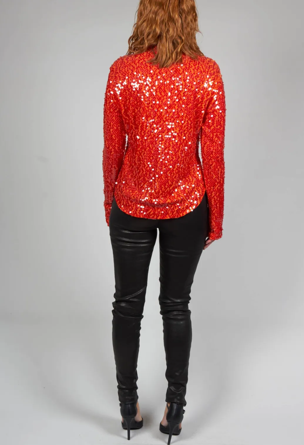 Blouse with Sequin Detail in Red