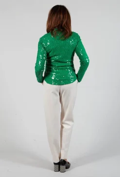 Blouse with Sequin Detail in Green